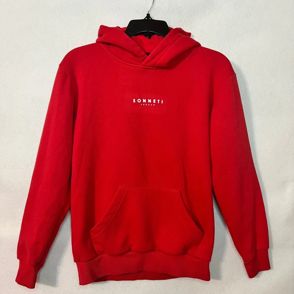 Sonneti London Kids XL Red Minimalist‎ Pullover Hoodie Sweatshirt